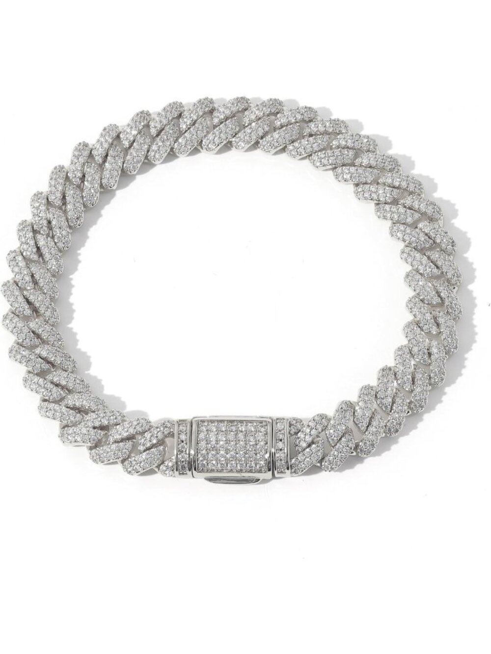 8mm Iced Out Cuban Link Bracelet & Necklace Set, Gold/White Gold Plated Hip Hop